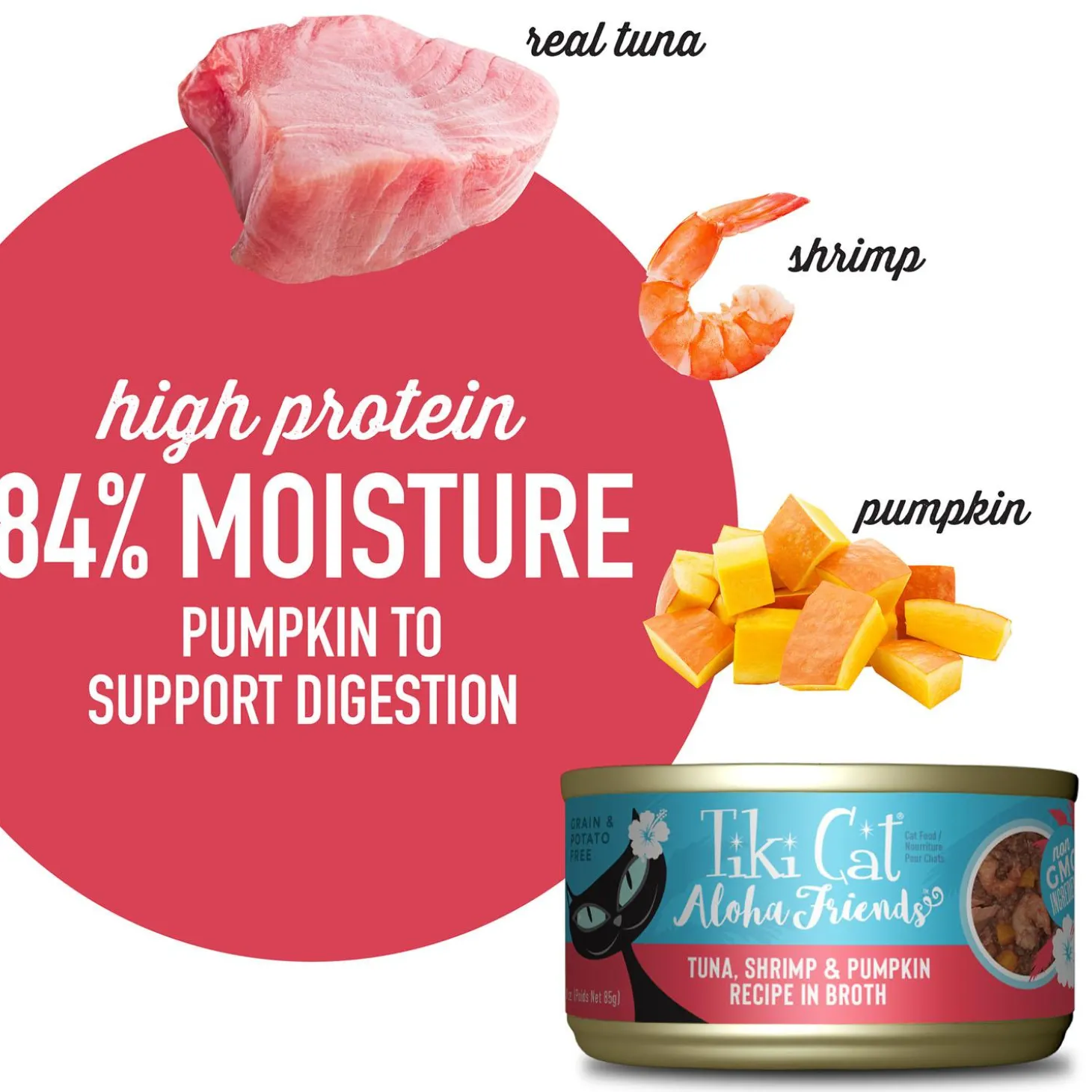 Aloha Friends Tuna, Shrimp & Pumpkin Recipe in Broth Cat Food