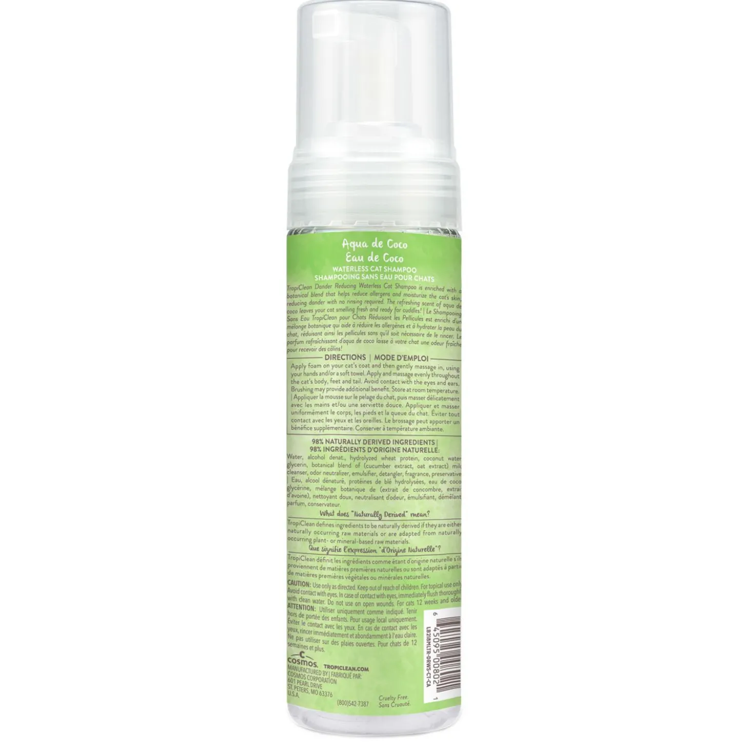 Aqua de Coco Dander Reducing Waterless Cat Shampoo