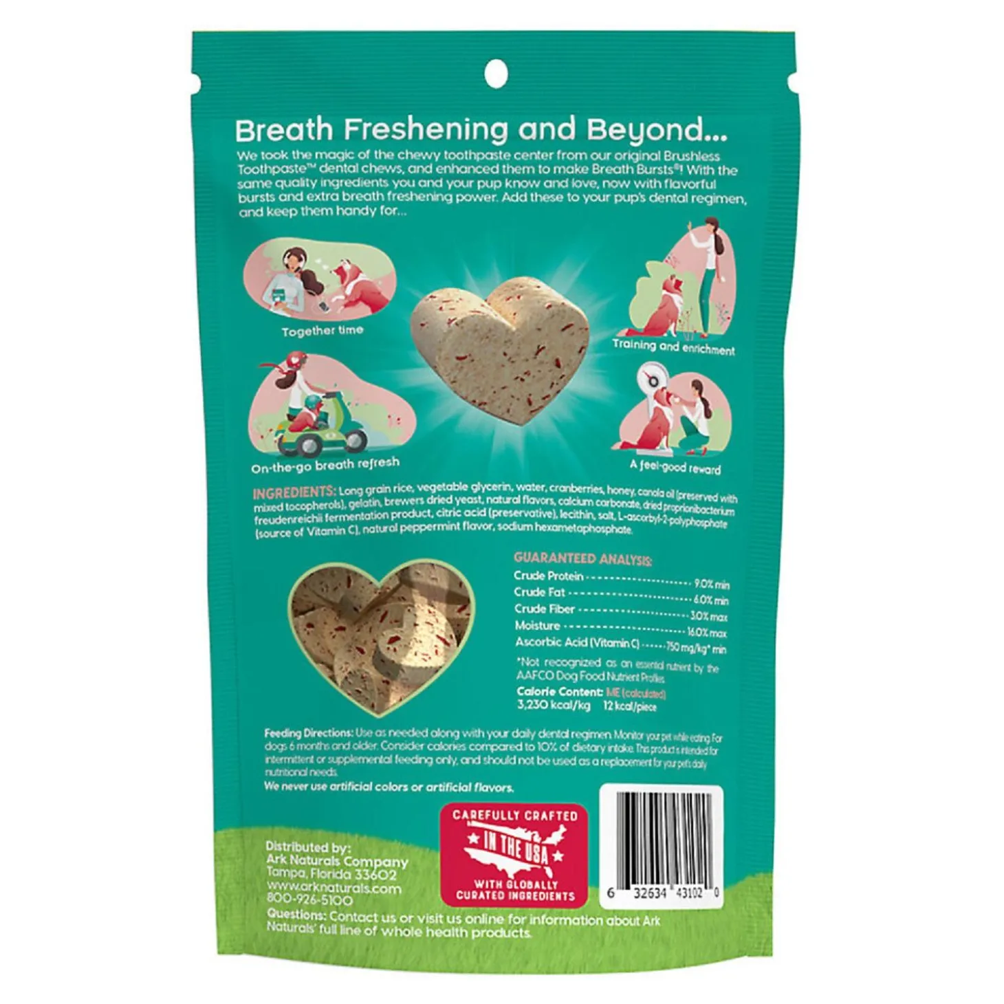 Breath Bursts Brushless Toothpaste Peppermint Flavour Small Dog Treats