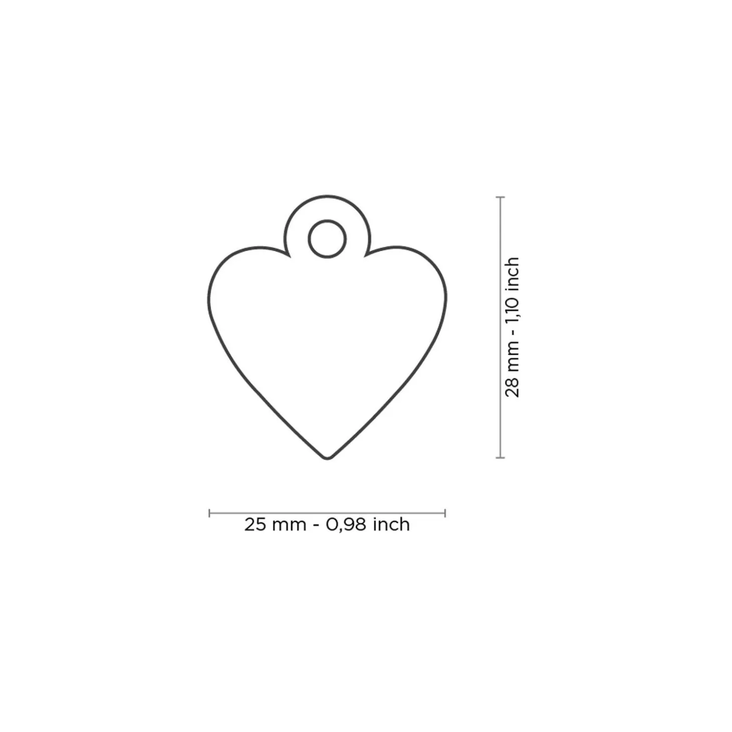 Chrome Plated Brass Heart ID Tag