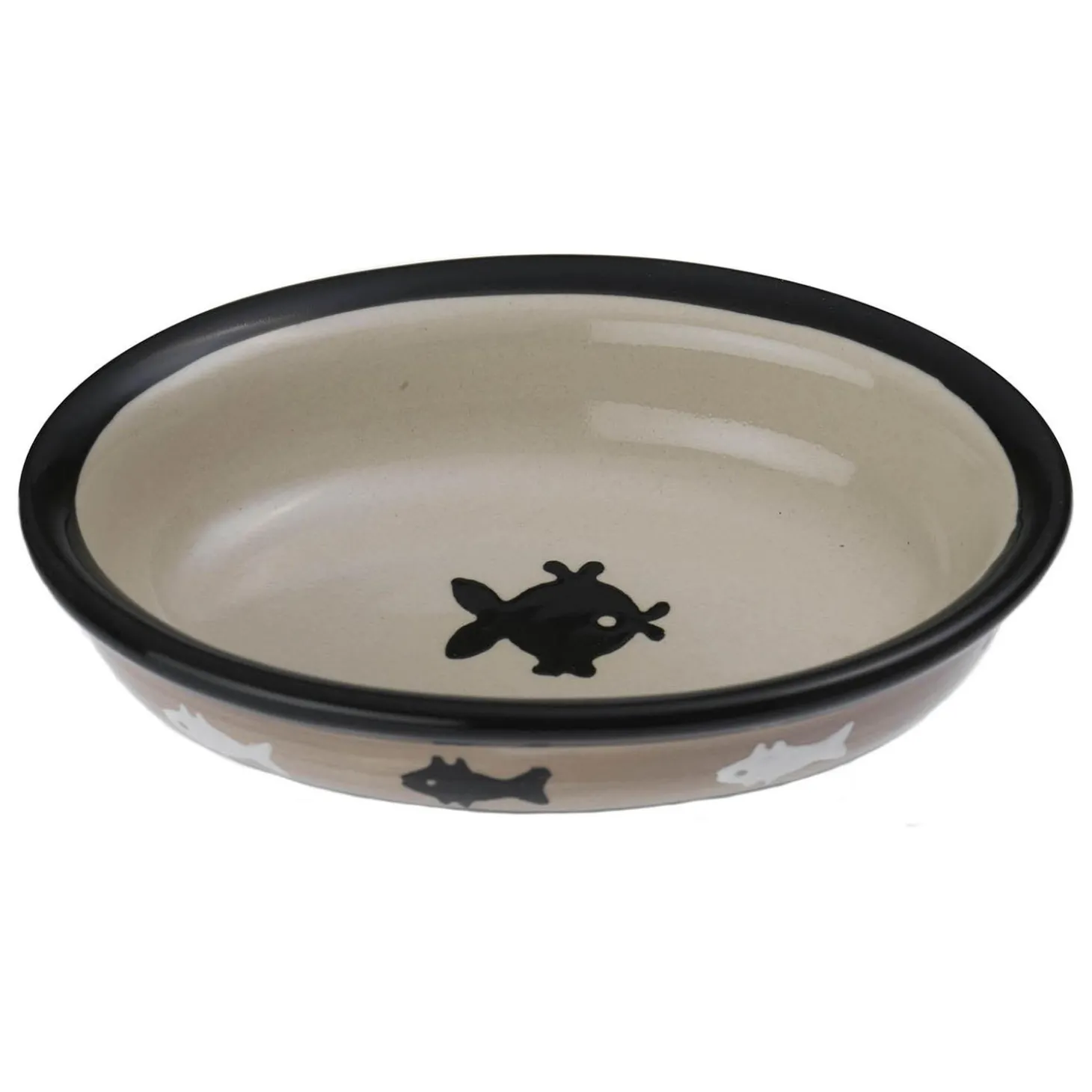 City Pets Oval Fish Stoneware Cat Bowl