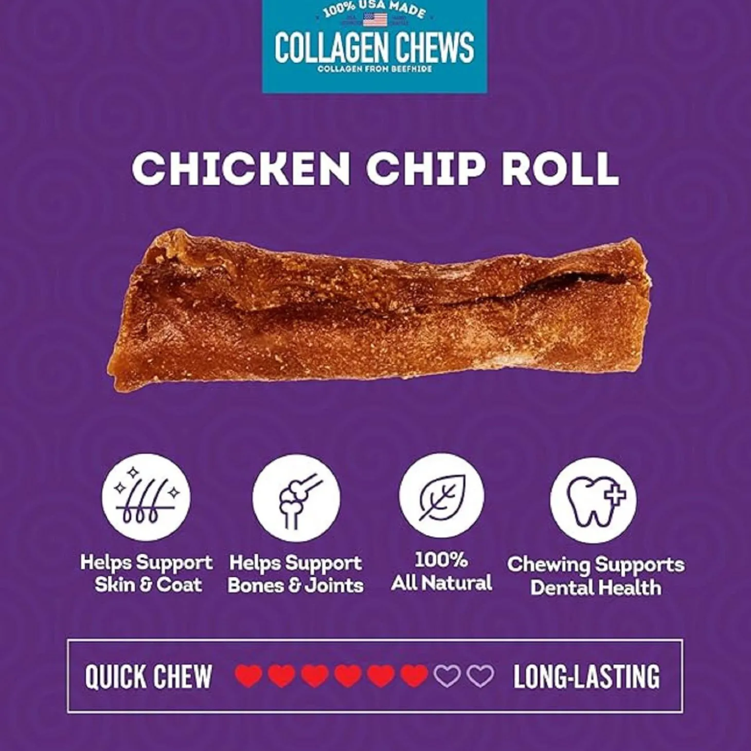 Collagen Chews Rolls Coated with Chicken Large Dog Treats