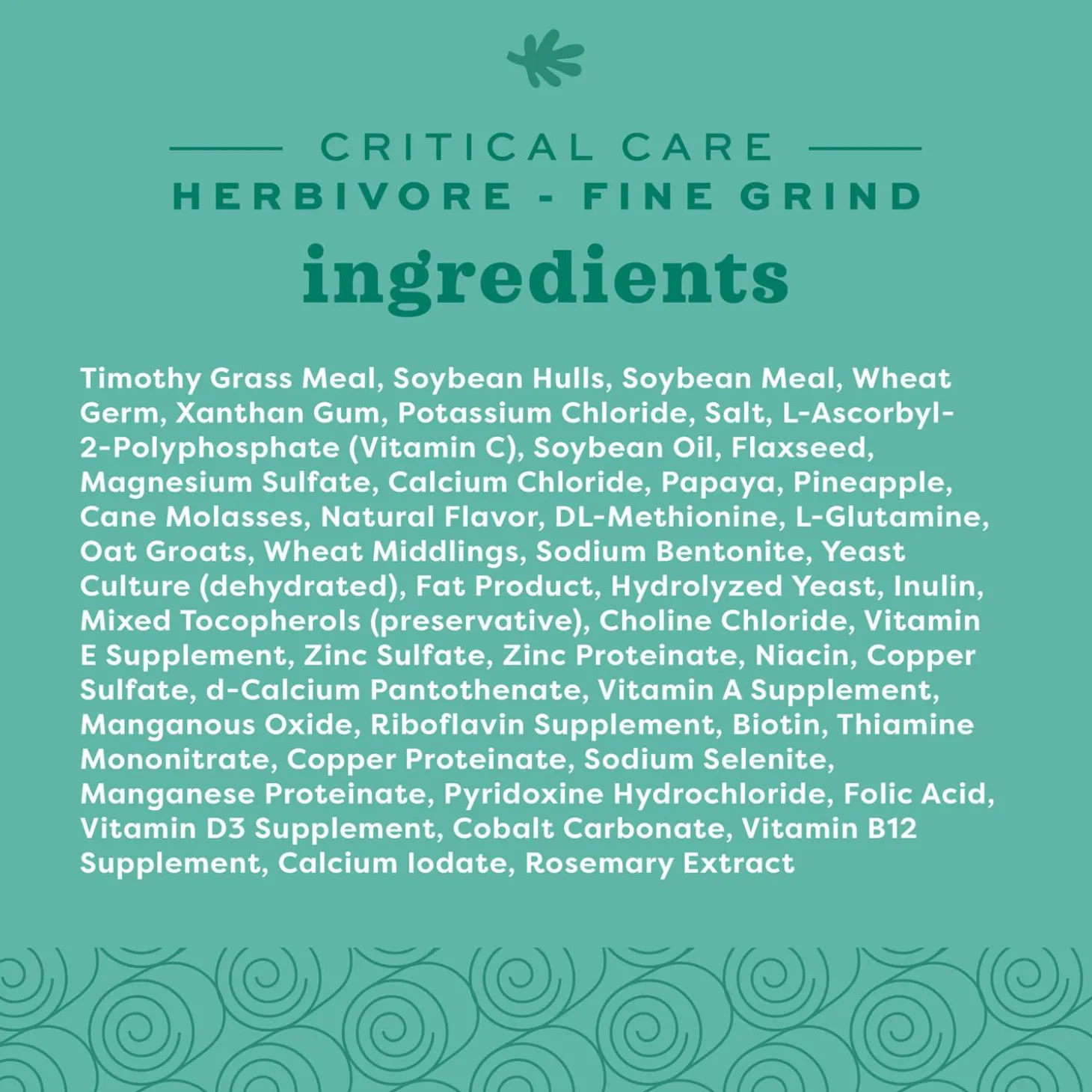 Critical Care Herbivore Papaya Flavour Fine Grind Feeding Formula