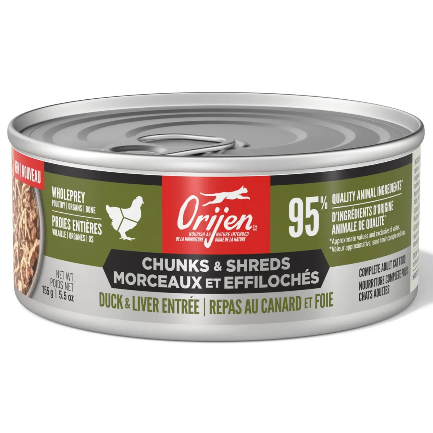 Duck & Liver Entree Chunks & Shreds Adult Cat Food
