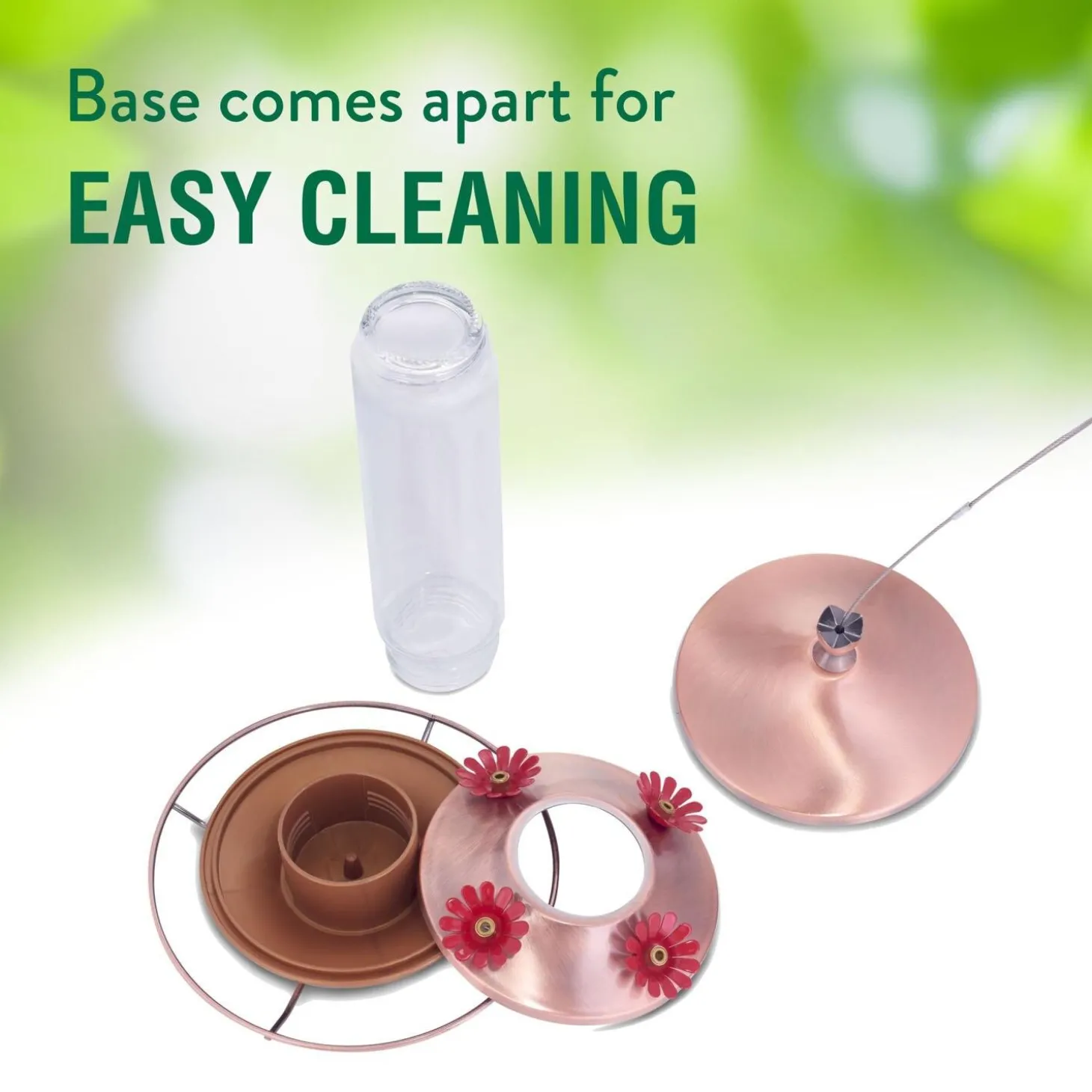 Elegant Copper Glass Hummingbird Feeder