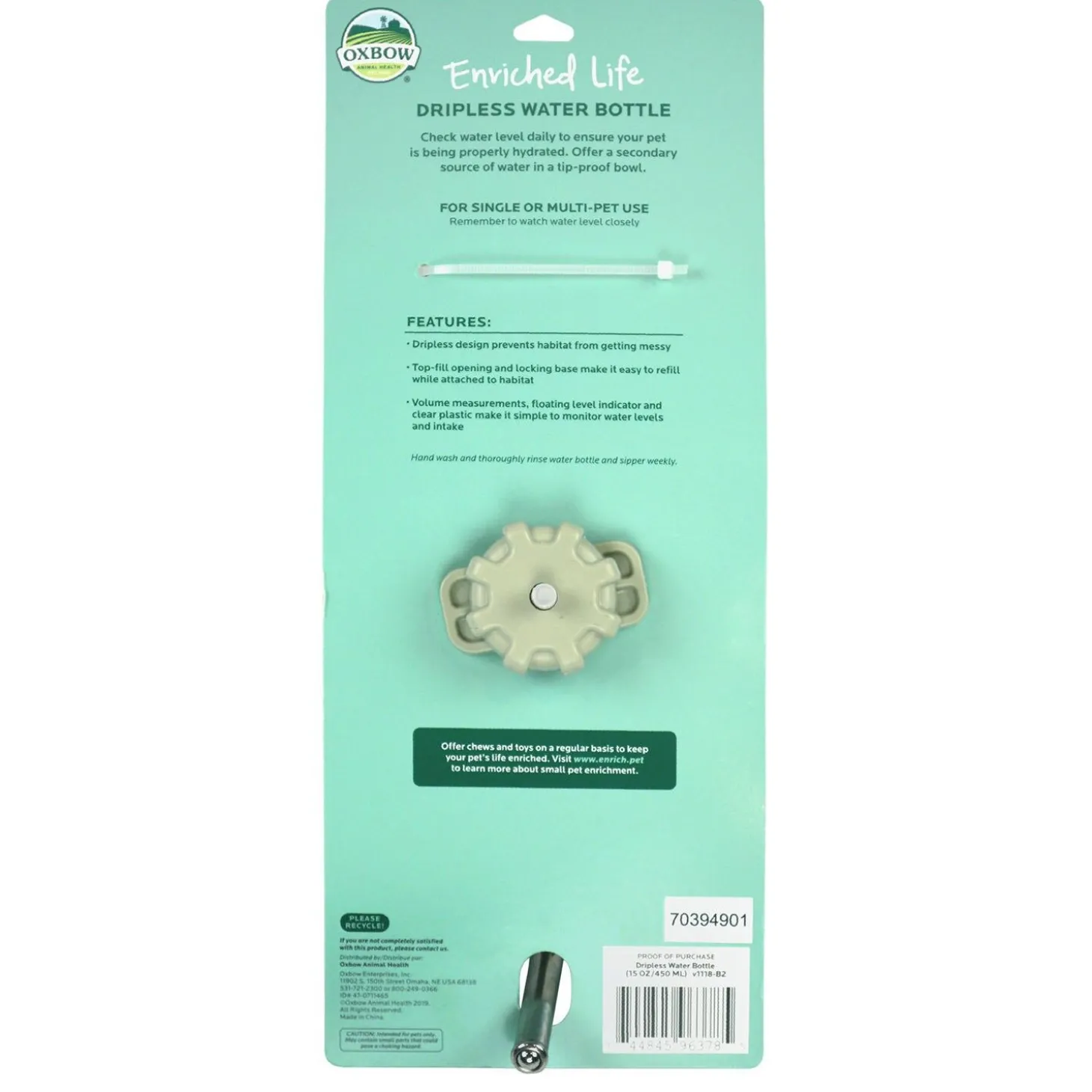 Enriched Life Small Animal Dripless Water Bottle