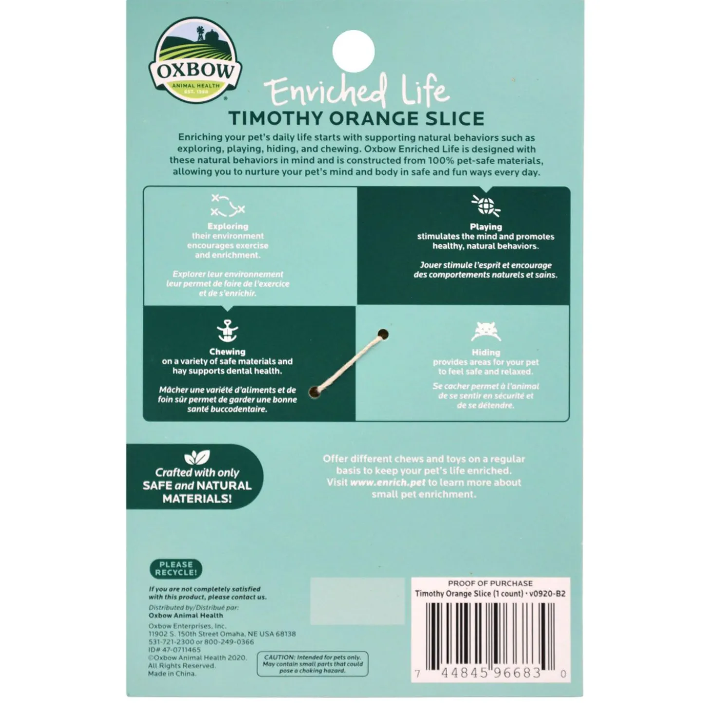 Enriched Life Timothy Orange Slice Small Animal Toy