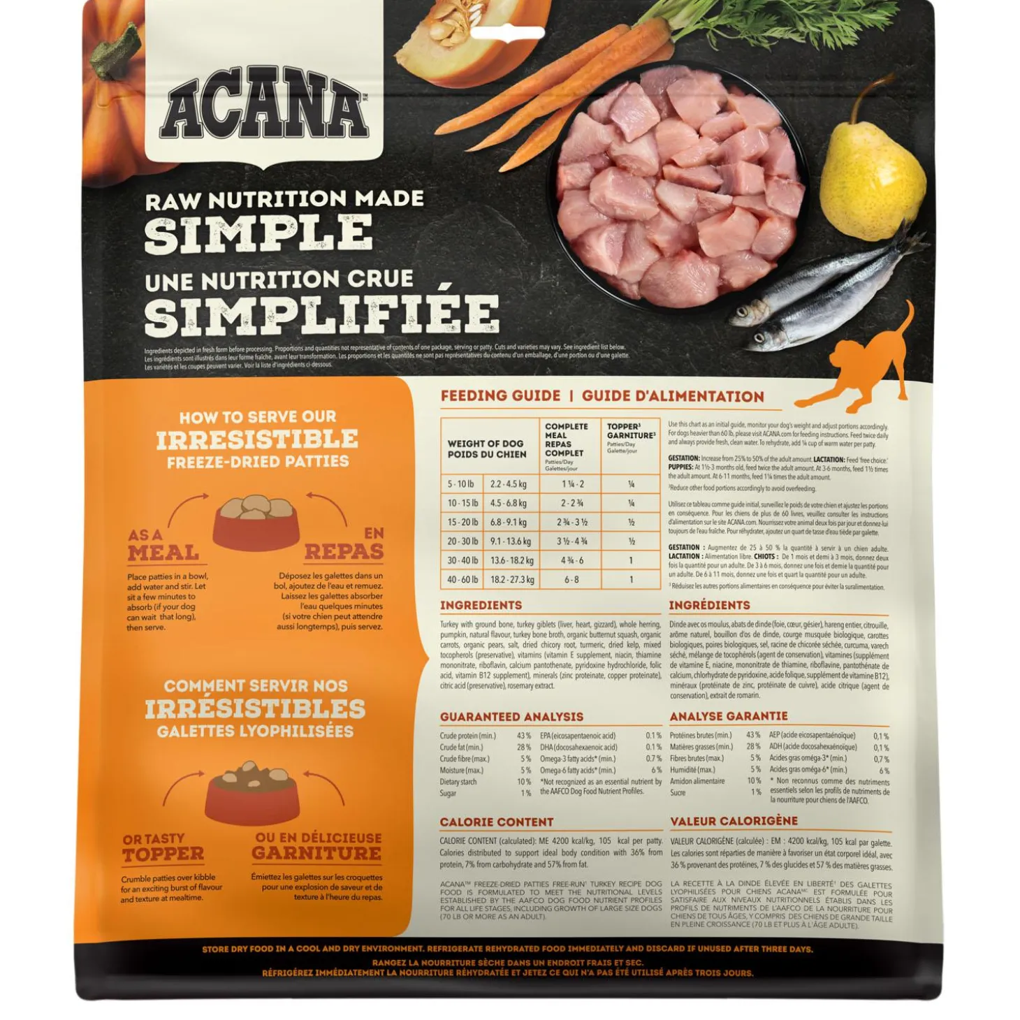 Freeze-Dried Patties Free Run Turkey Recipe Dog Food