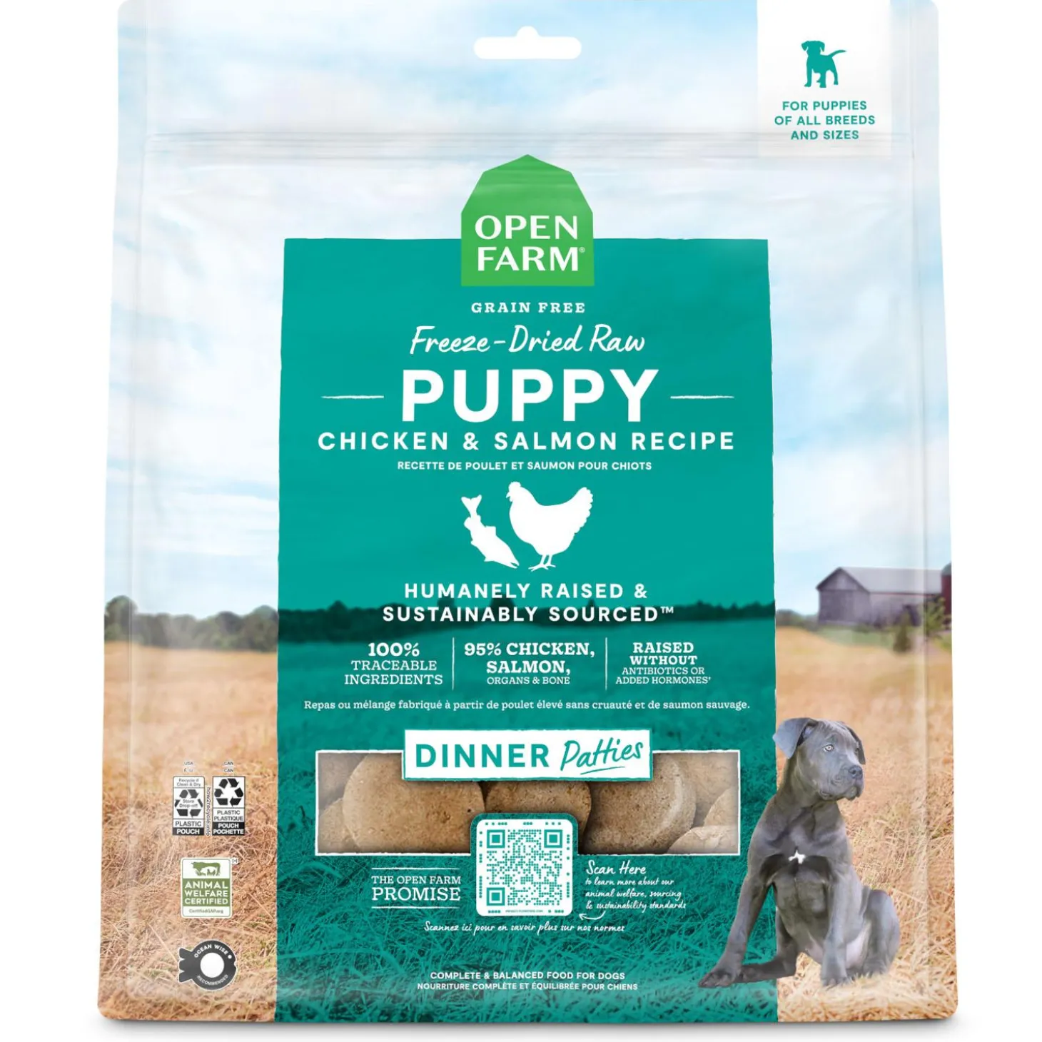 Freeze-Dried Raw Chicken & Salmon Recipe Dinner Patties Puppy Dog Food