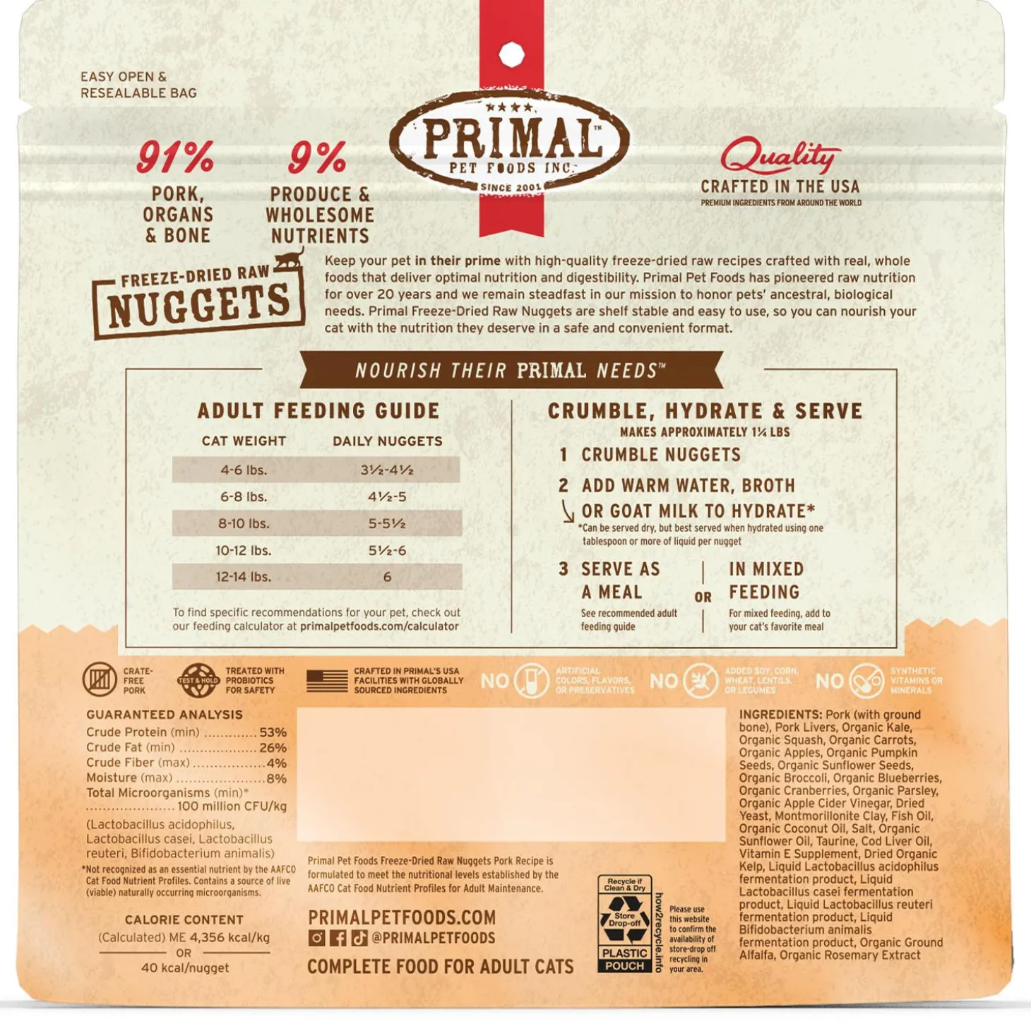 Freeze-Dried Raw Nuggets Pork Recipe Adult Cat Food