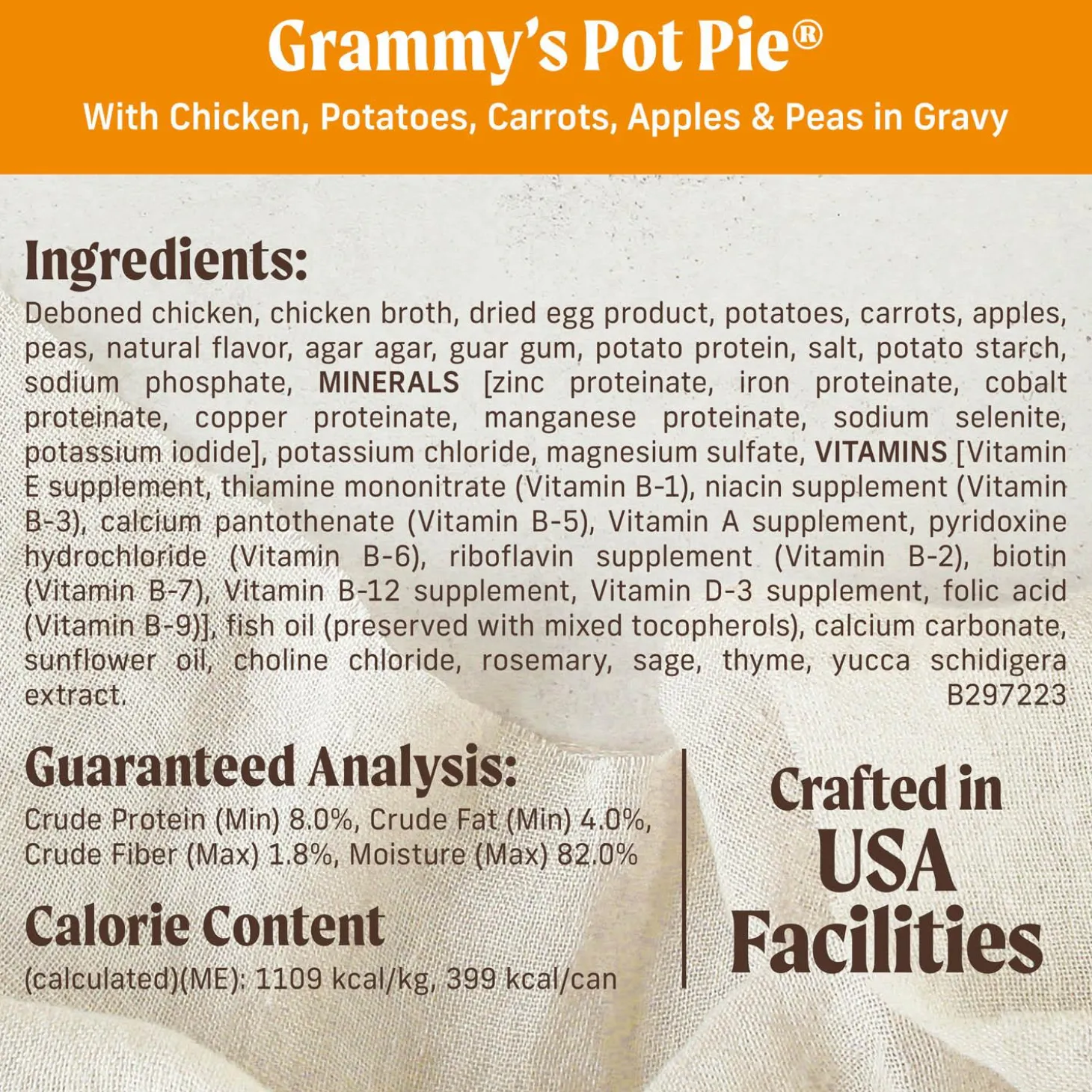 Grammy's Pot Pie in Gravy Adult Dog Food