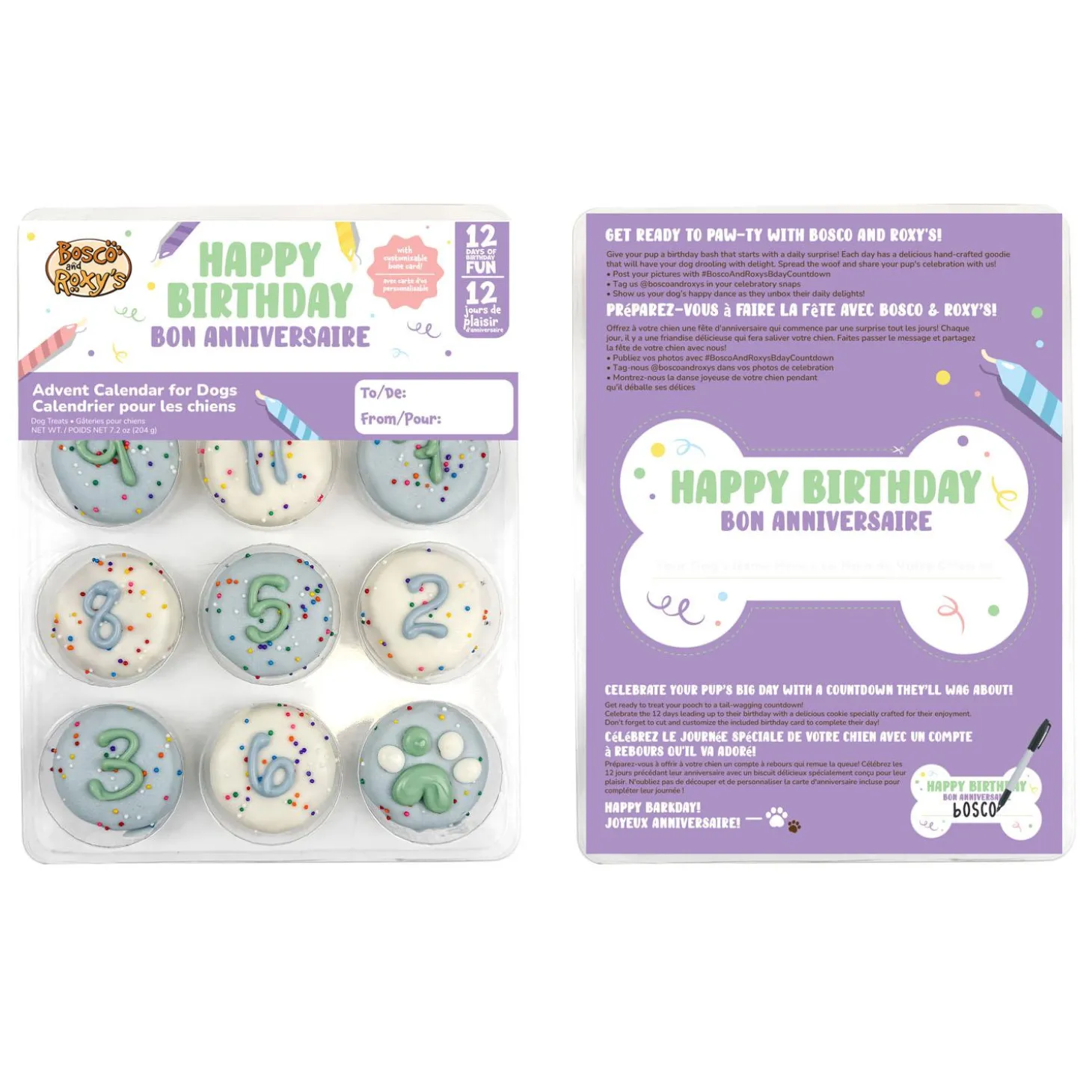 Happy Birthday Blue Advent Calendar Dog Treats