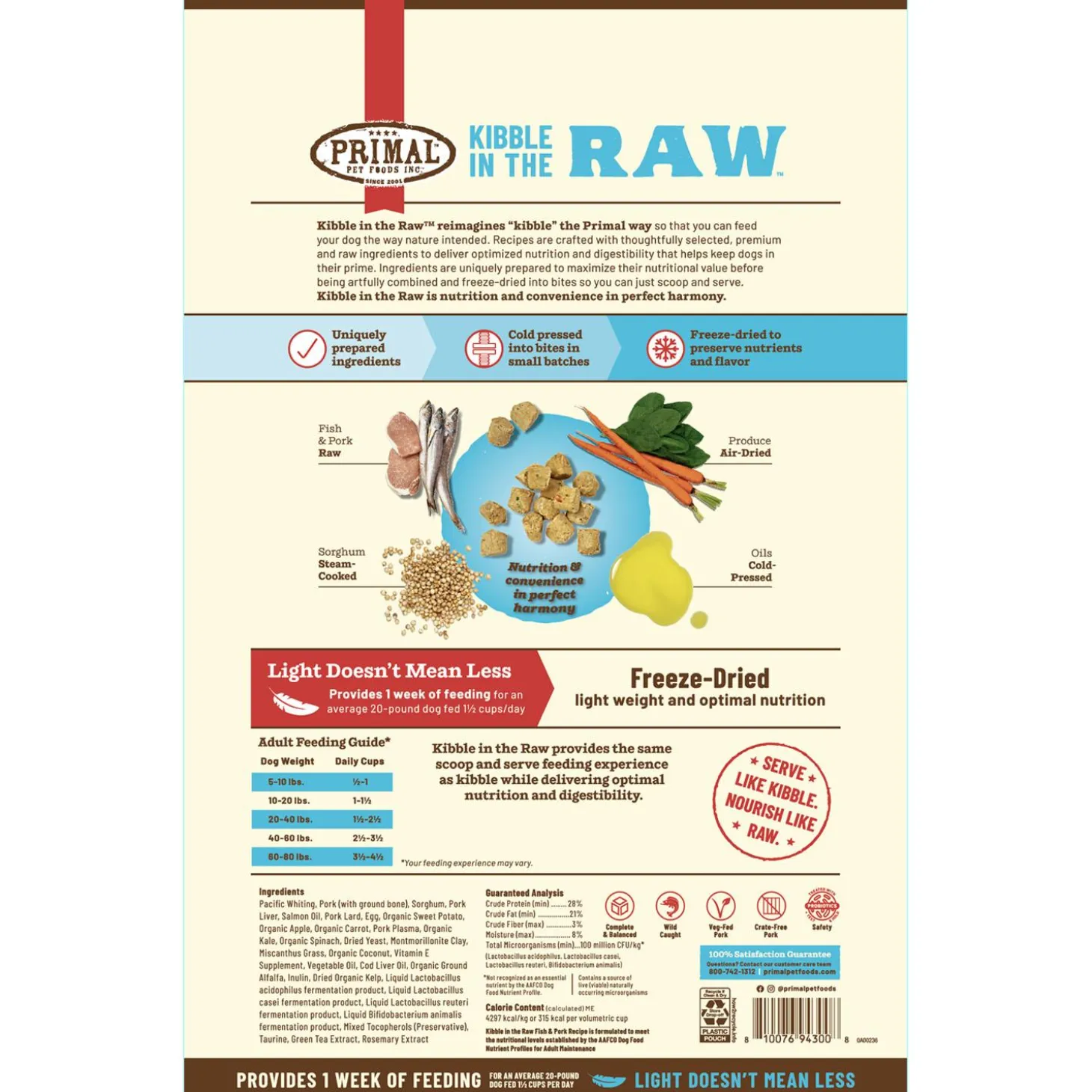 Kibble in the Raw Fish & Pork Recipe Adult Dog Food