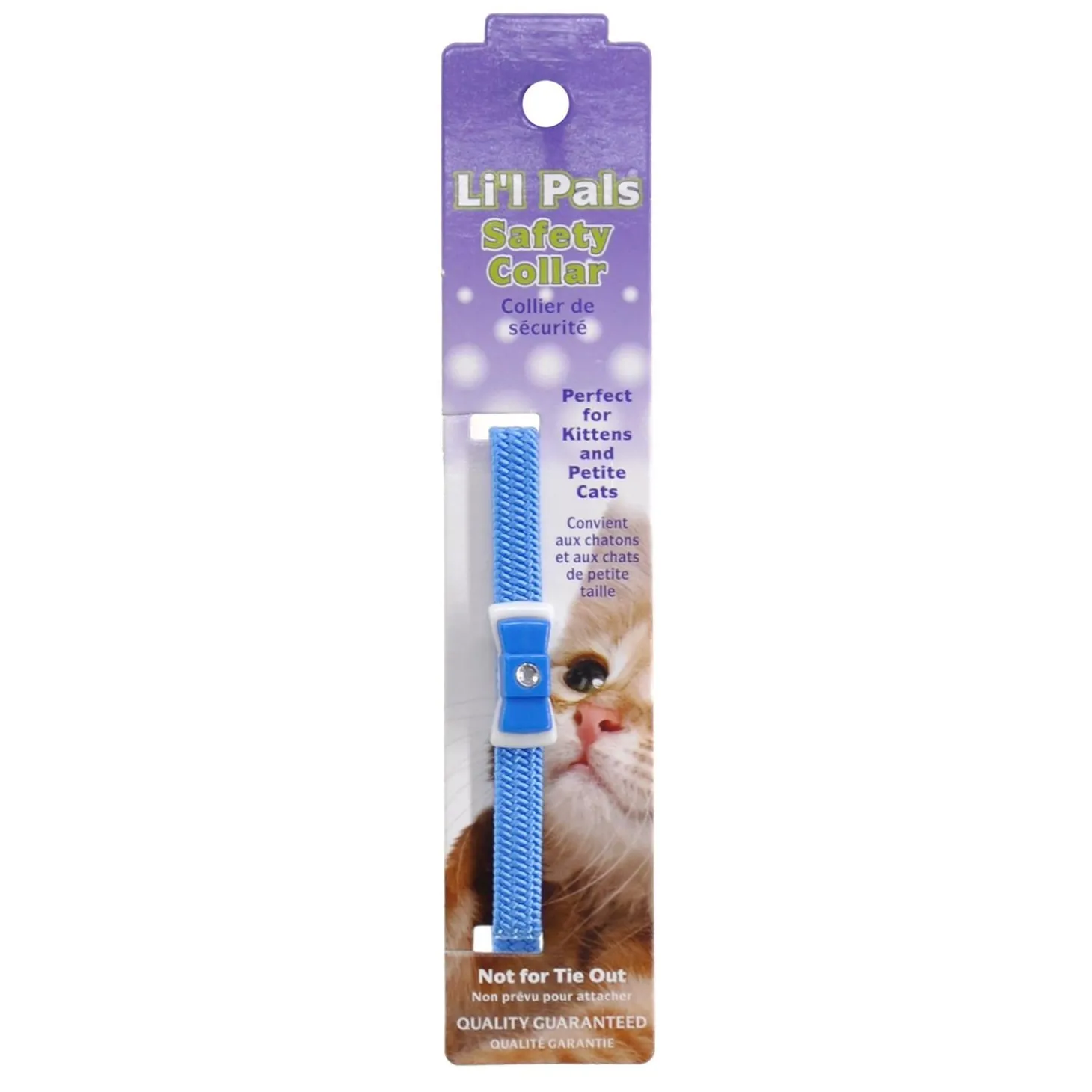 Li'l Pals Elasticized Safety Jeweled Bow Blue Kitten Cat Collar