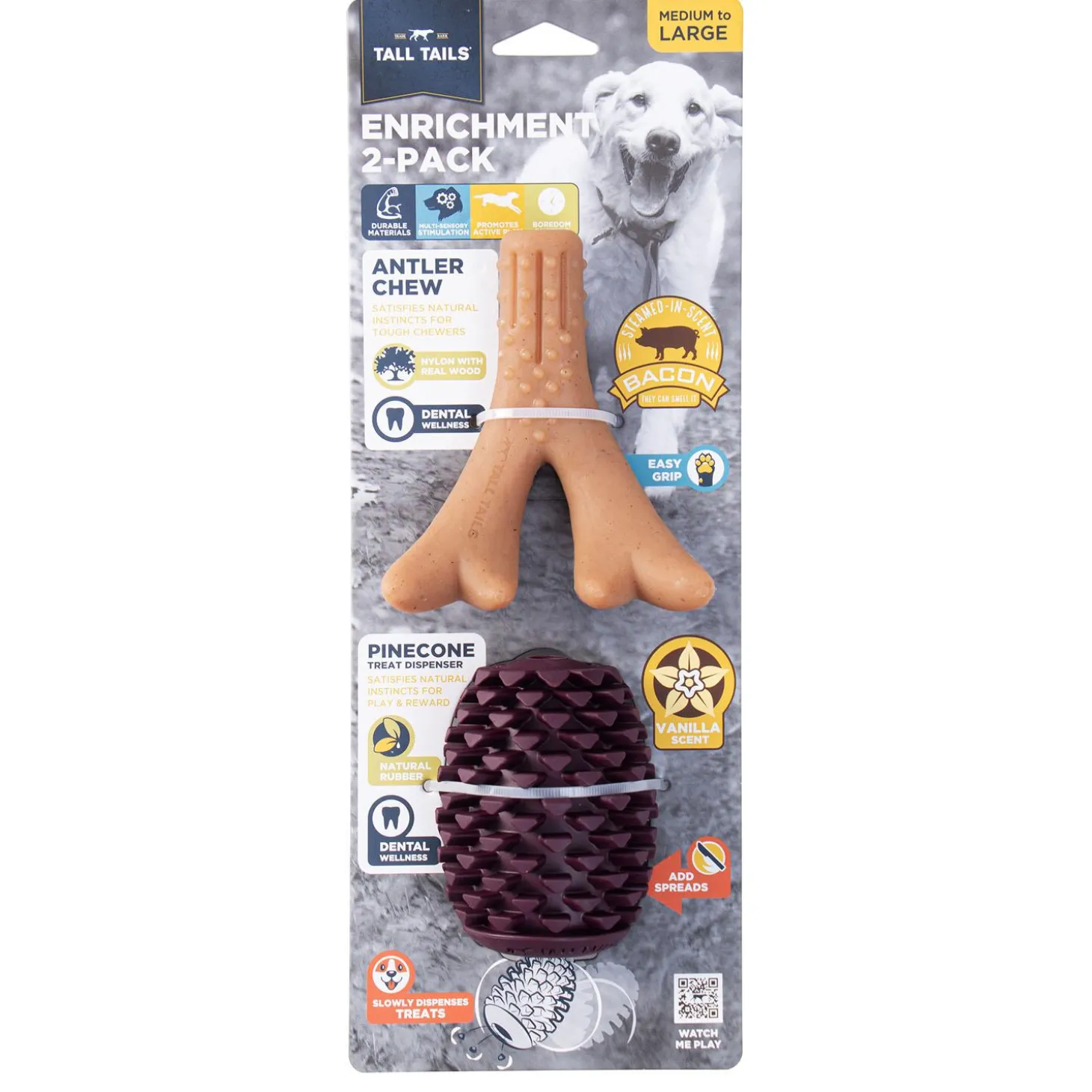 Pinecone & Antler Bacon & Vanilla Scented Enrichment Dog Toys