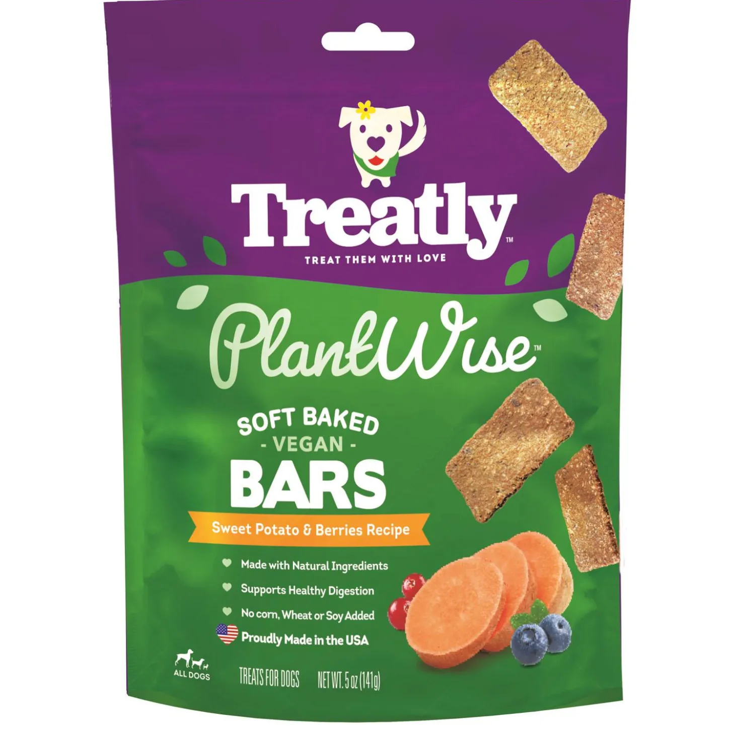 Plant Wise Soft Baked Vegan Bars Sweet Potato & Berries Recipe Dog Treats