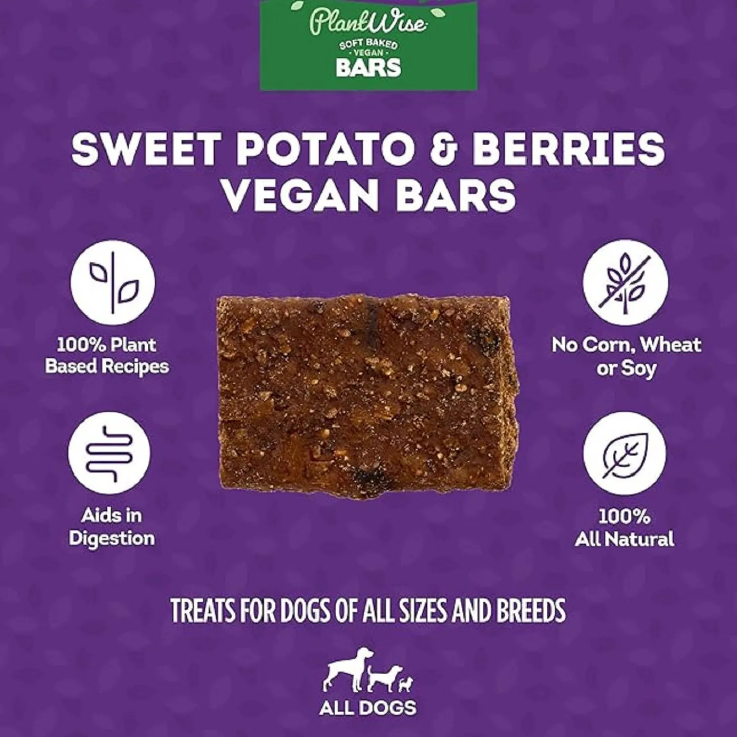 Plant Wise Soft Baked Vegan Bars Sweet Potato & Berries Recipe Dog Treats
