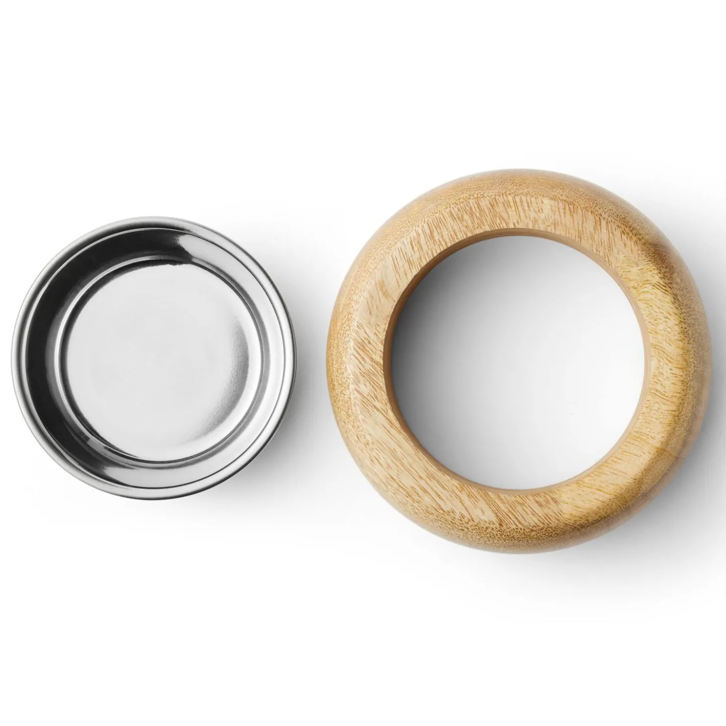Wooden Holder with Stainless Steel Cat Bowl